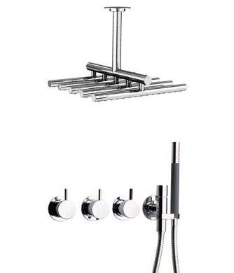 Vola 5471R 051A Thermostatic shower mixer with ceiling shower head